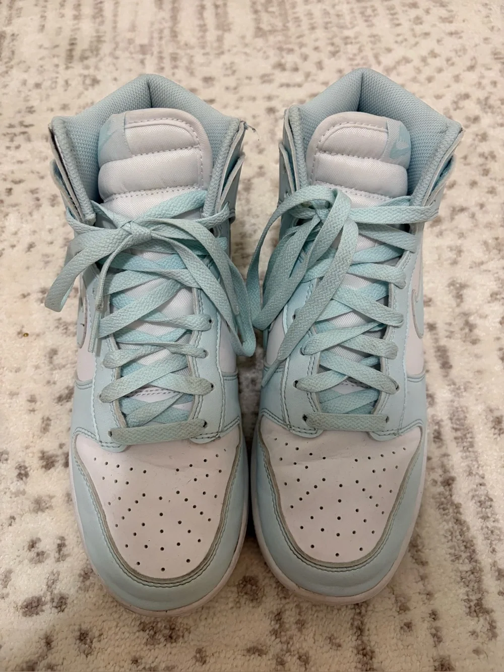 Nike high dunk, white/baby blue women’s size 8.5